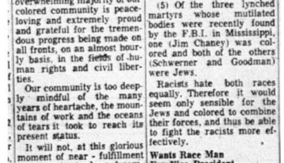 thumbnail of Letter to Editor Discounts talk of riot for Newark (NJ Afro American Aug15,1964)