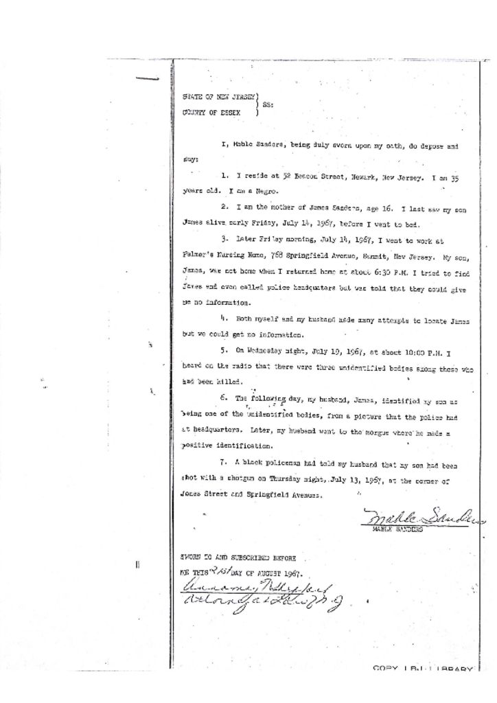 Mable Sanders Deposition on James Sanders