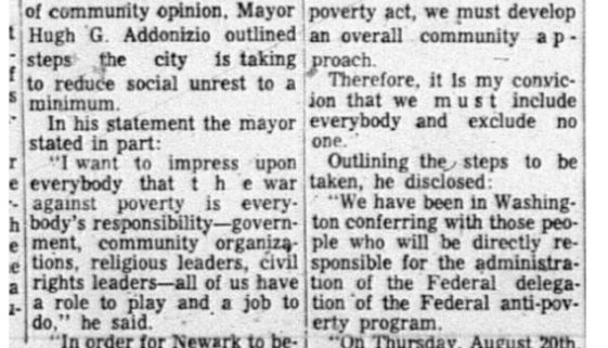 thumbnail of Mayor tells leaders how he hopes to allay unrest in Newark (NJ Afro American Aug22,1964)