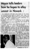 Mayor tells leaders how he hopes to allay unrest in Newark (NJ Afro American Aug22,1964)