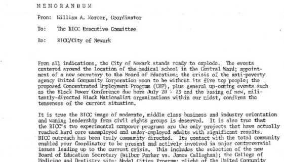 thumbnail of Memorandum from William A. Mercer to BICC Executive Committee (May 1967)