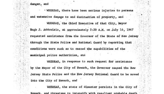 thumbnail of Proclamation of Gov Hughes Declaring State of Emergency- July 14, 1967
