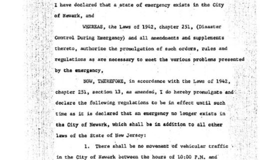 thumbnail of Proclamation of Gov Hughes on Emergency Regulations- July 14, 1967 (1)