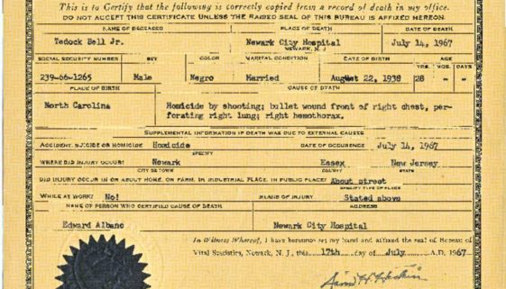 thumbnail of Tedock Bell Death Certificate (JWW Files)