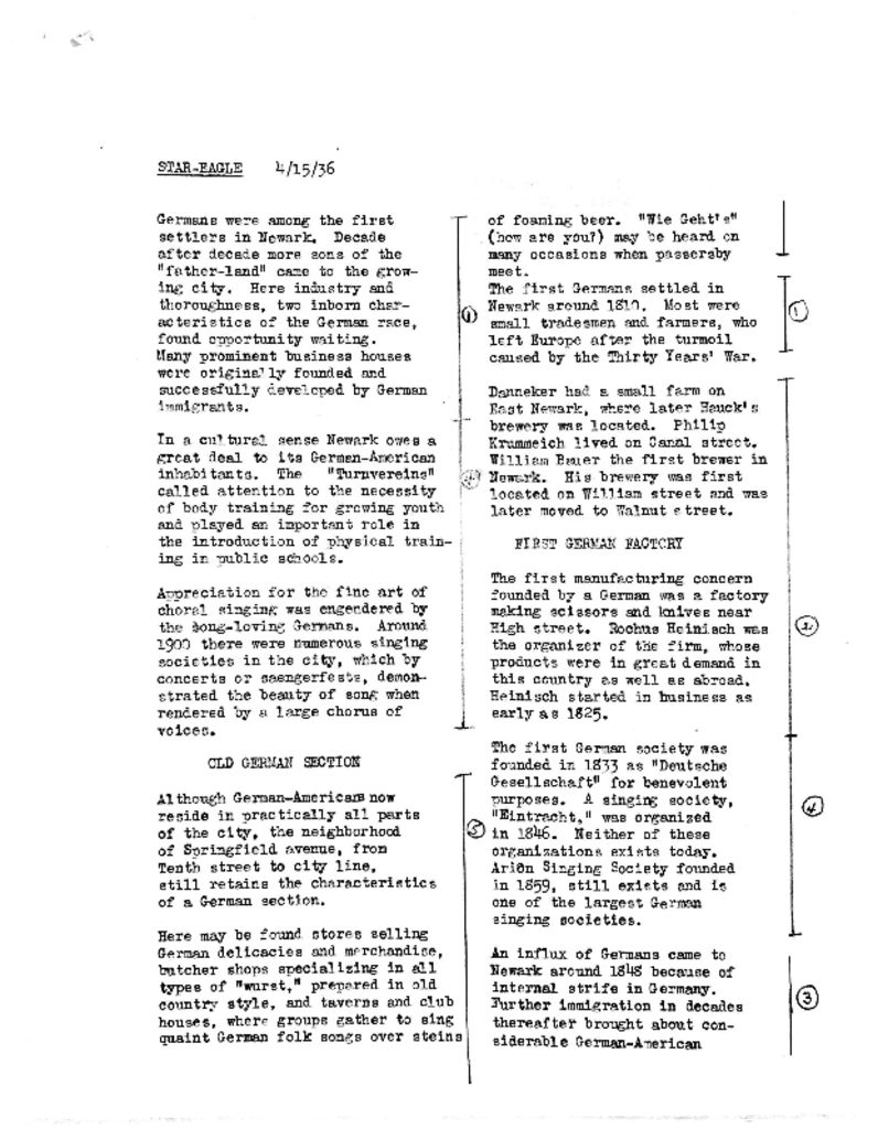 Timeline of Germans in Newark