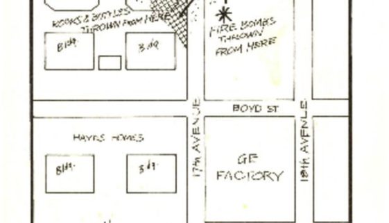 thumbnail of Tom Hayden Map- Detail of Riot Area Around 4th Precinct and Hayes Homes