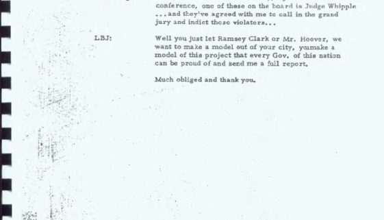 thumbnail of Transcript of Telephone Conversation Between LBJ and Gov Hughes (July 14, 1967 at 1222 PM)