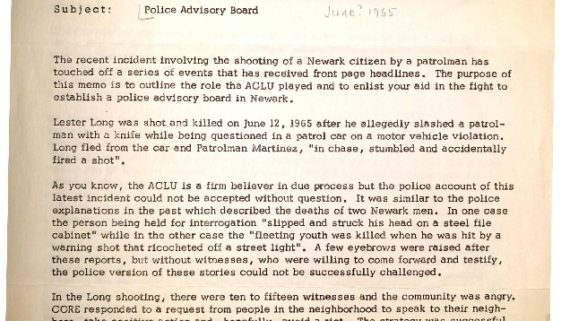thumbnail of ACLU Newsletter on Lester Long and Police Advisory Board (June 1965)