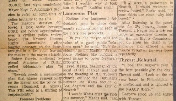 thumbnail of CORE Panel Hits Addonizio on Review Board Decision (Oct 12, 1965)