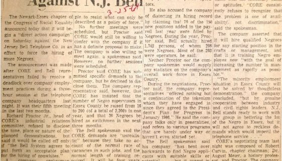 thumbnail of CORE Sets Moves Against NJ Bell (March 25, 1964)