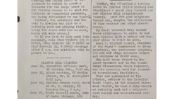 thumbnail of Clinton Hill Neighborhood Council Newsletter (June 15, 1956)