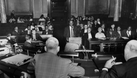 Hearing for the Newark Human Rights Commission on police review board at Newark City Hall, August 1965 (Doug Eldridge Collection)