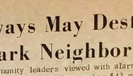 Highways May Destroy Newark Neighborhoods (Advance Newspaper Jan 6, 1966)