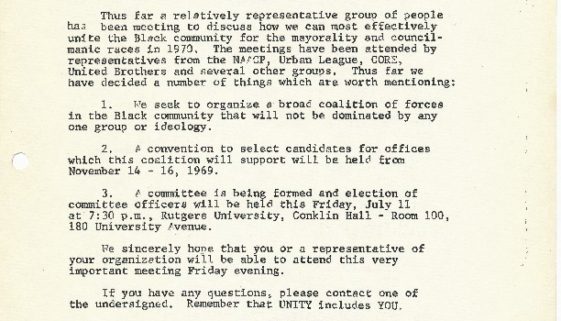 thumbnail of Invitation to Attend a Meeting of the Planning Committee for the Black and Puerto Rican Political Convention (July 7, 1969)