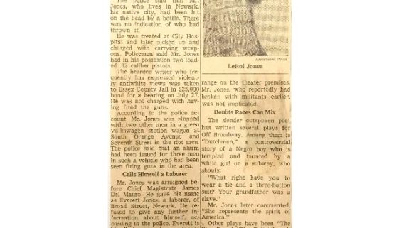 thumbnail of LeRoi Jones Seized in Newark After Suffering Head Wound (NY Times July 14, 1967)