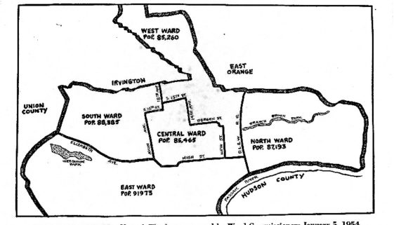 thumbnail of Map of Newark Wards (1954)