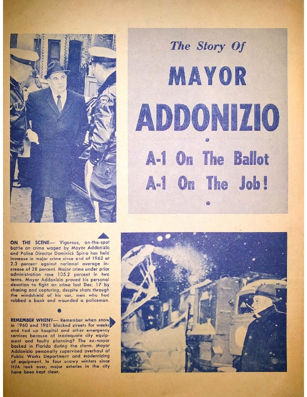 Mayor Addonizio Campaign Brochure