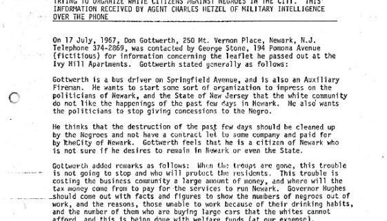 thumbnail of Newark Police Department Memo (July 17, 1967)