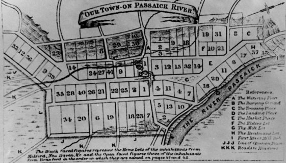 Our Town on Passaick River (Early Newark Map)