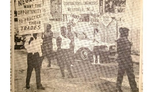 thumbnail of Photo of Picketers at Barringer (Newark Evening News, July 3, 1963)