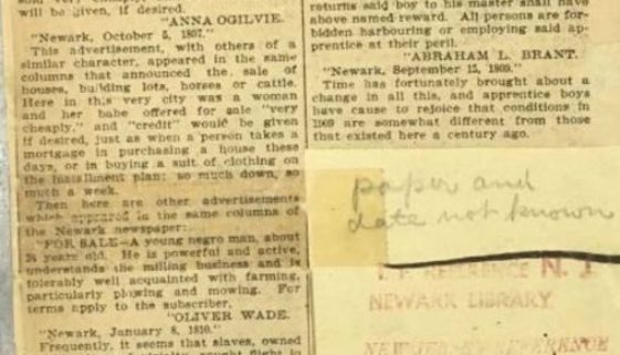 thumbnail of Slavery in Newark Early in Last Century copy