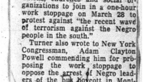 Turner Asks Protest on Alabama Case (Feb. 28, 1956)