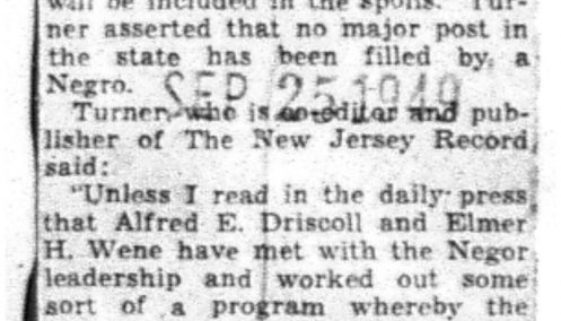 Wants NJ Plums Given to Negroes (Sept 25, 1949)