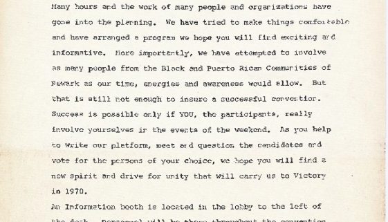 thumbnail of Welcome Letter to All Delegates and Guests (Black and Puerto Rican Political Convention)