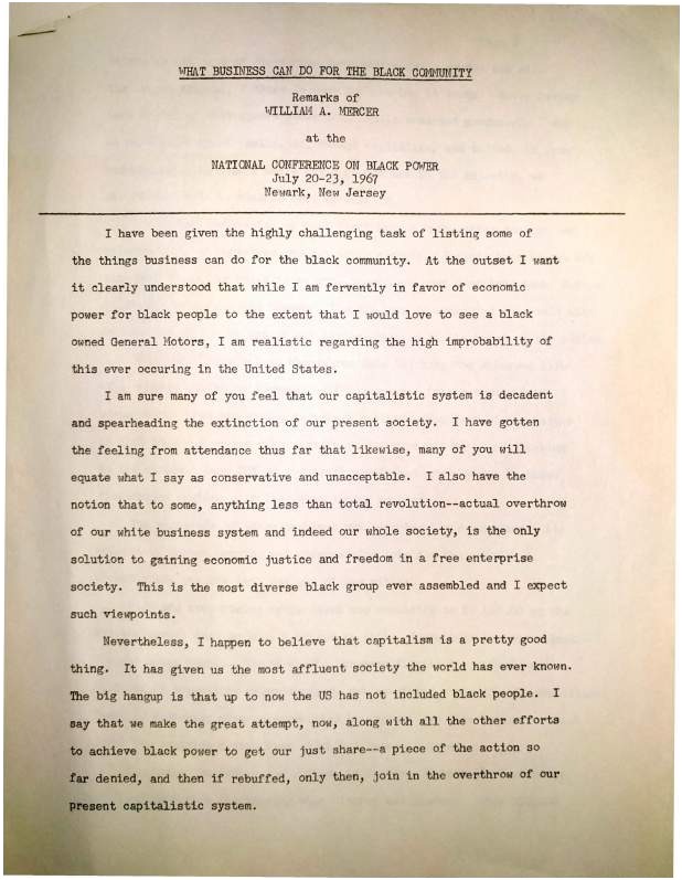 "What Business Can Do for the Black Community," by William Mercer