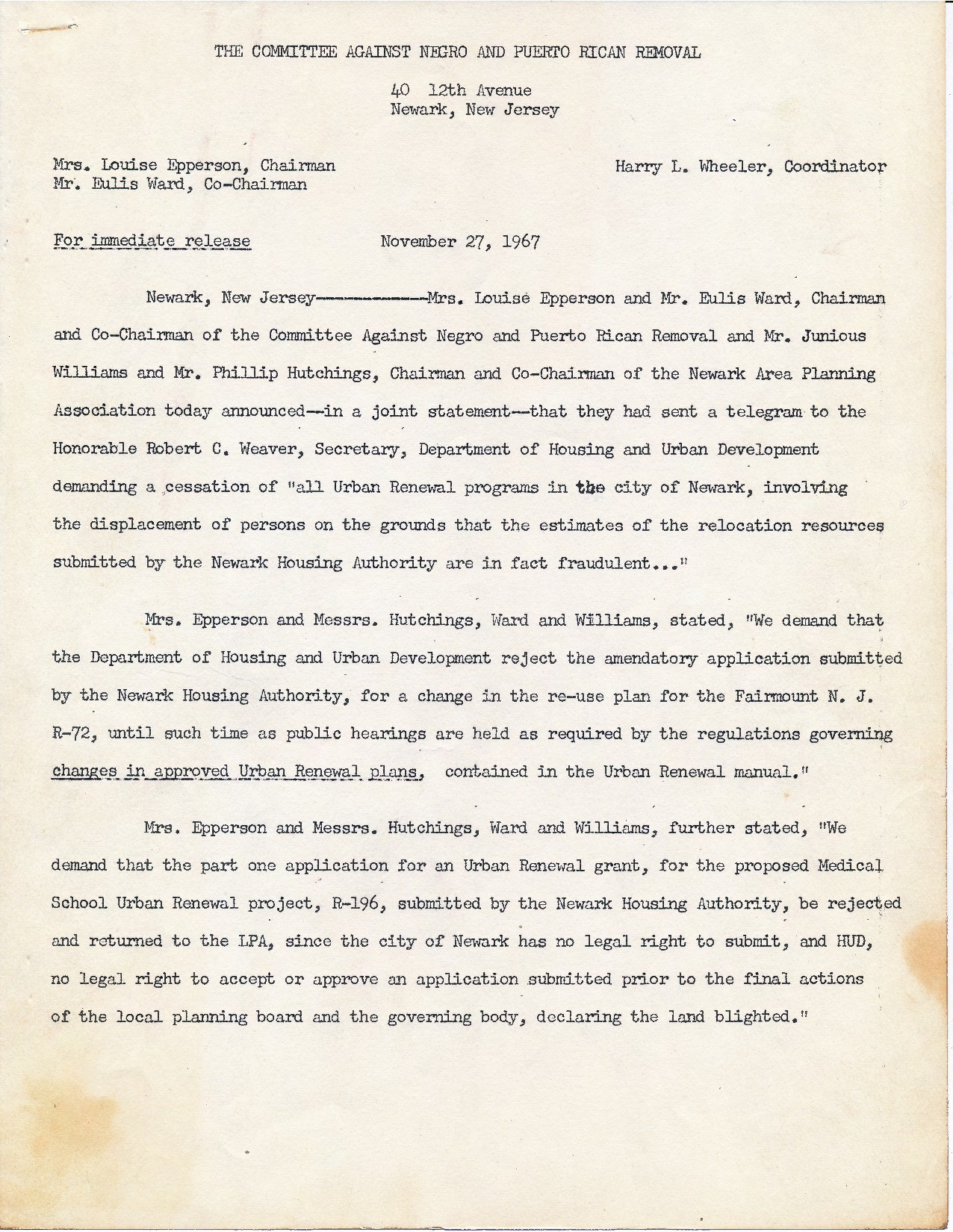 Committee Against Negro and Puerto Rican Removal