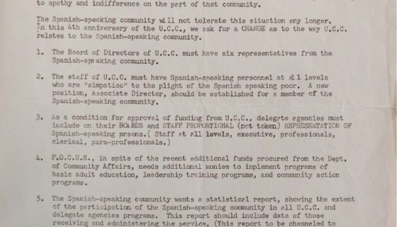 thumbnail of Demands of the Spanish Speaking Community of Newark to the UCC (Feb 5, 1969)