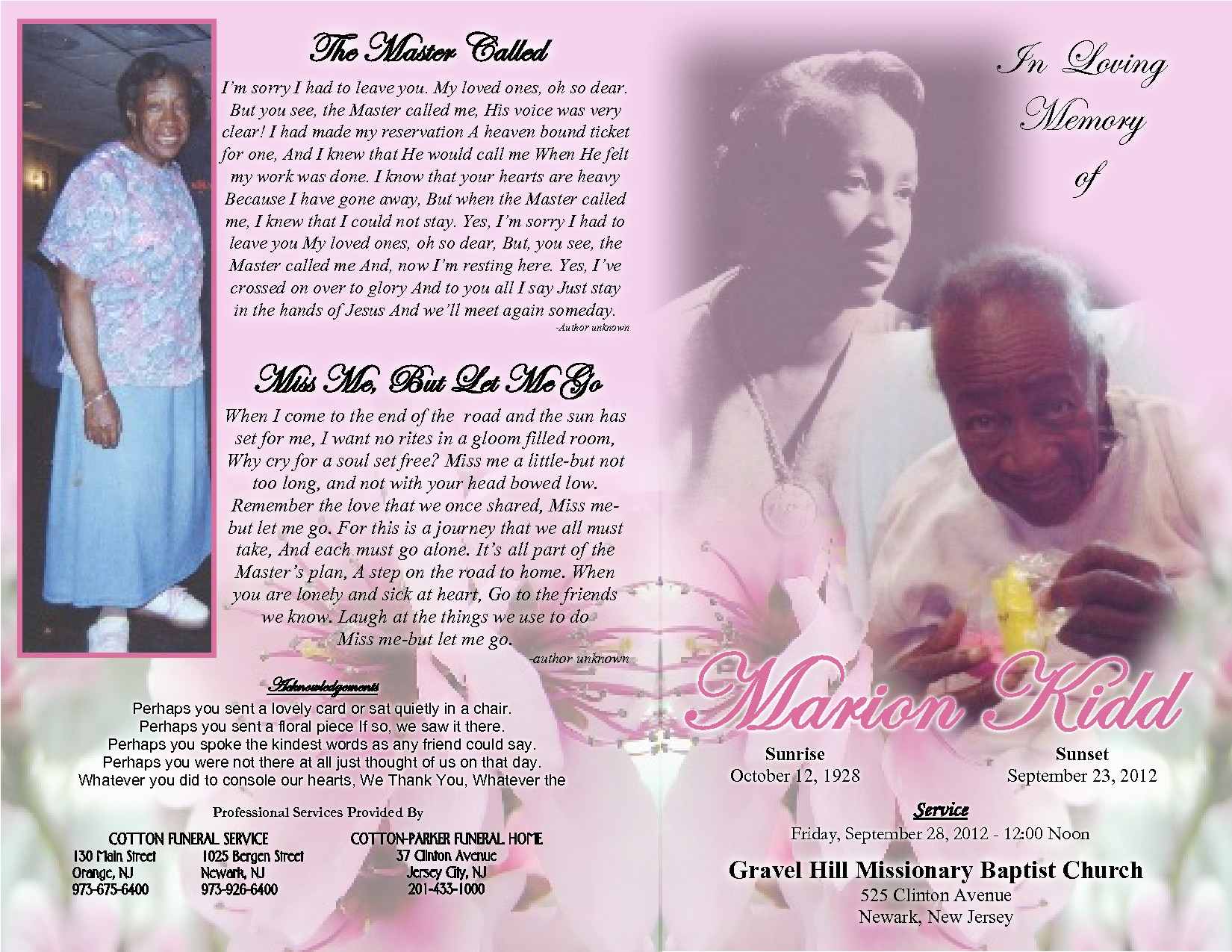 Marion Kidd Homegoing Services Program