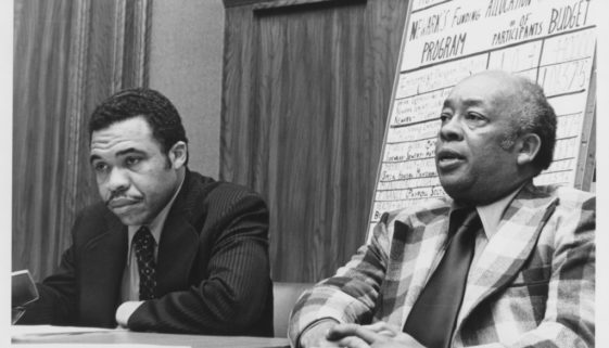 Mayor Ken Gibson and Harry Wheeler at a Meeting