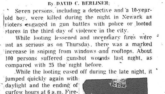 Thumbnail Injured Total Close to 500 (Newark Evening News- July15, 1967)