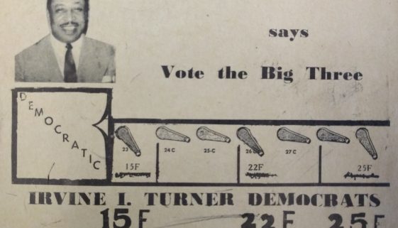 Irvine Turner 1954 Campaign Card