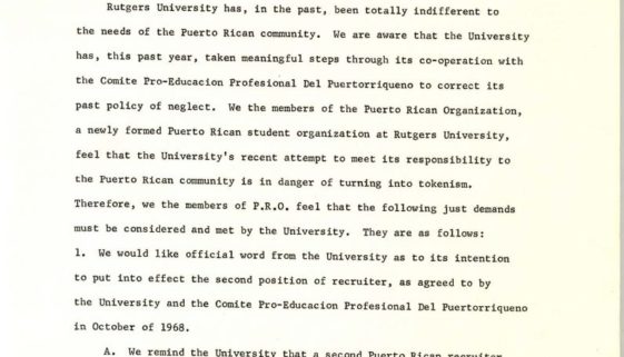 Thumbnail from Letter from Puerto Rican Organization to Malcolm Talbott (March 10, 1969)