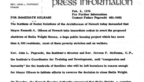 thumbnail of Institute of Social Relations Press Release on Stella Wright Rent Strike (Feb 6, 1974)