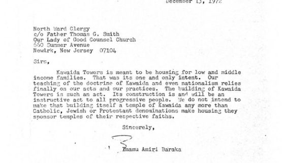 thumbnail of Letter from Amiri Baraka to North Ward Clergy (Dec 13, 1972)