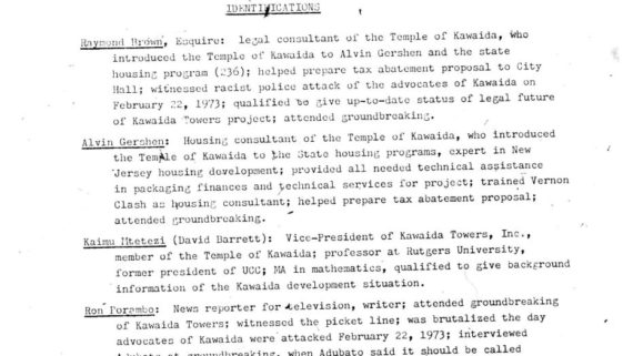 Thumbnail- Roster of People Involved with Kawaida Towers