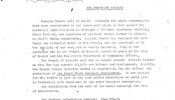 Thumbnail- Temple of Kawaida Press Release (Nov 27, 1972)