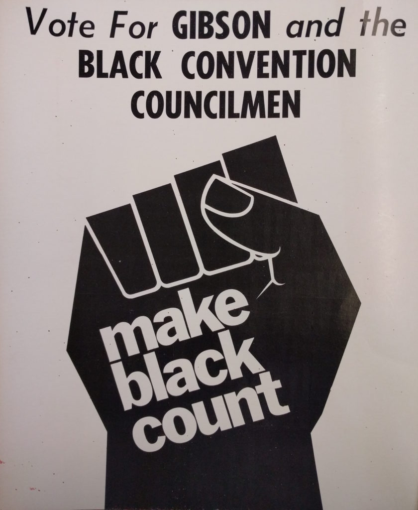 Campaign Poster Vote for Gibson and the Black Convention Councilmen 1970