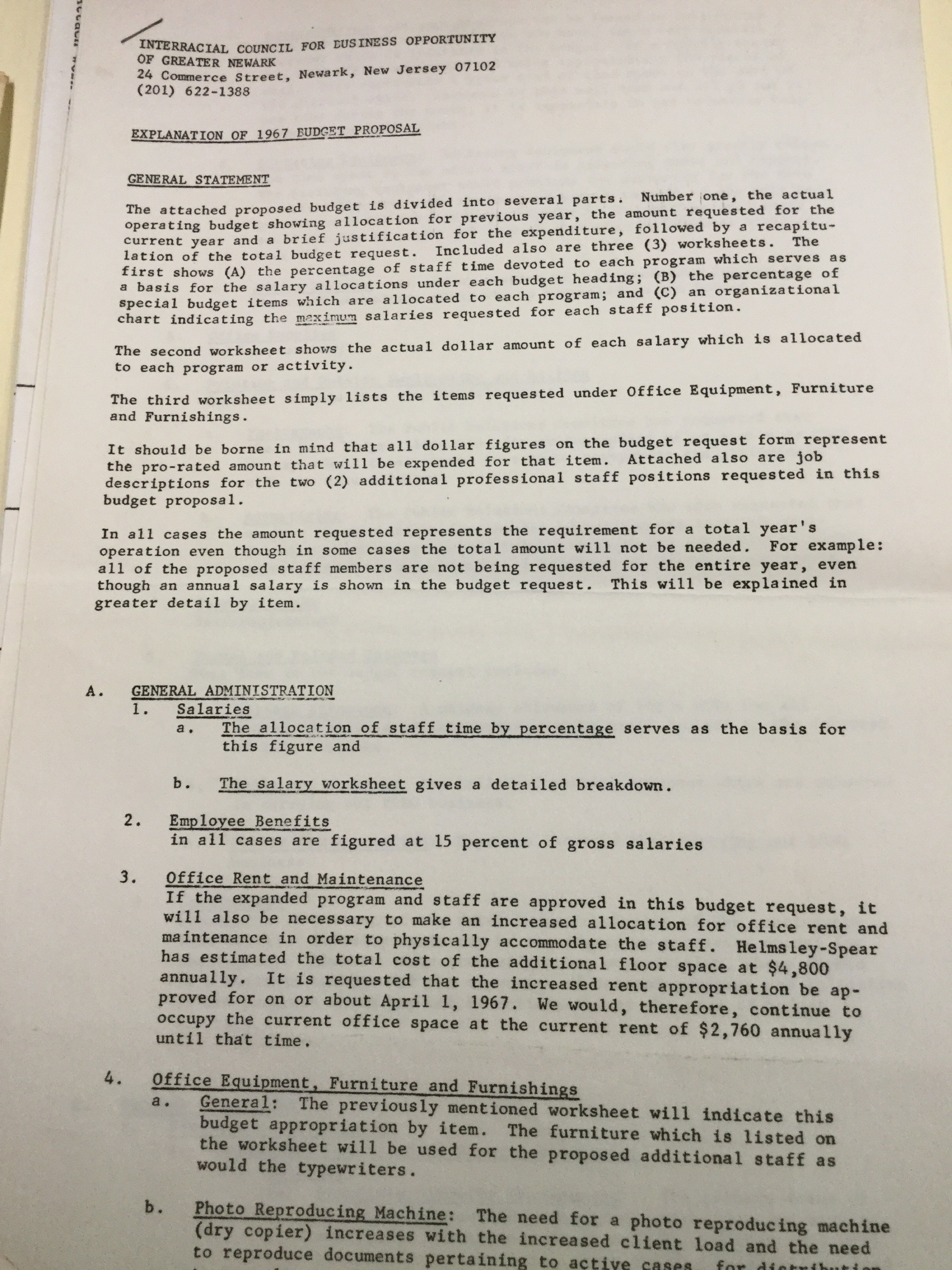 ICBO Budget Proposal (1967)