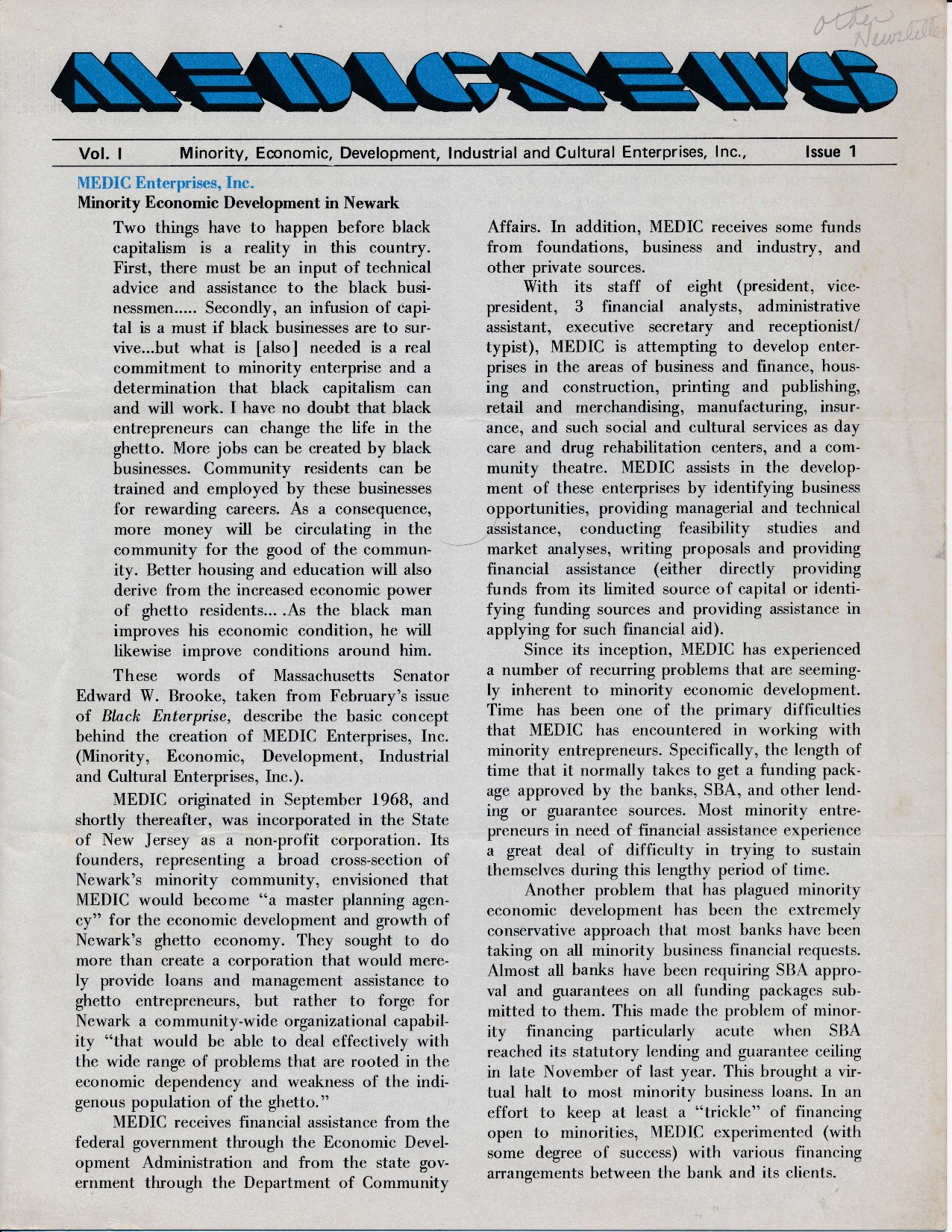 MEDIC Newsletter (1971)